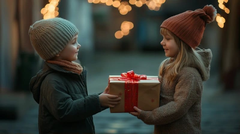 Children exchange gifts