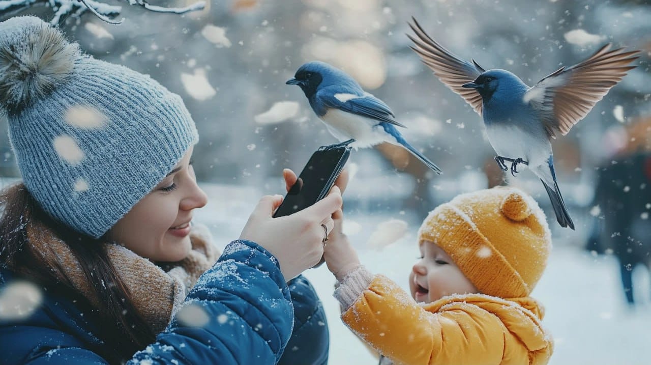 Winter photography with a child