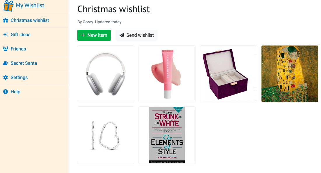 wish list app for Christmas