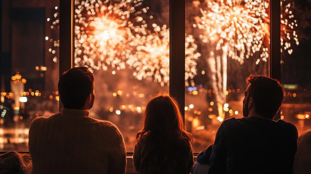 Watching fireworks on New Year's Eve