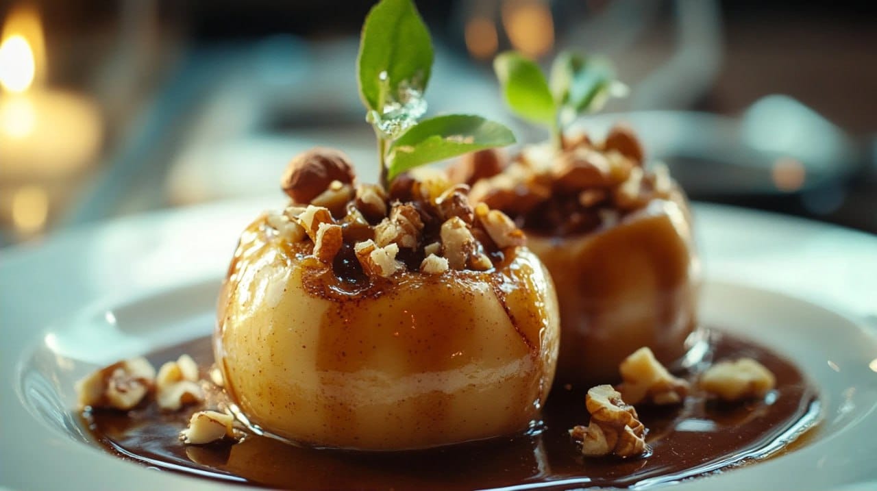Baked apples with cinnamon and nuts