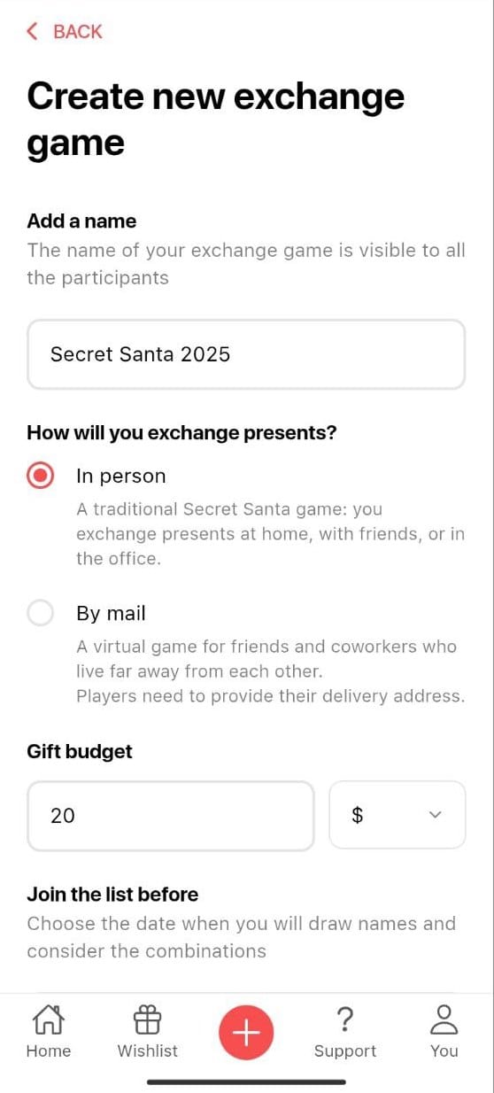 MySanta app - Secret Santa online name draw