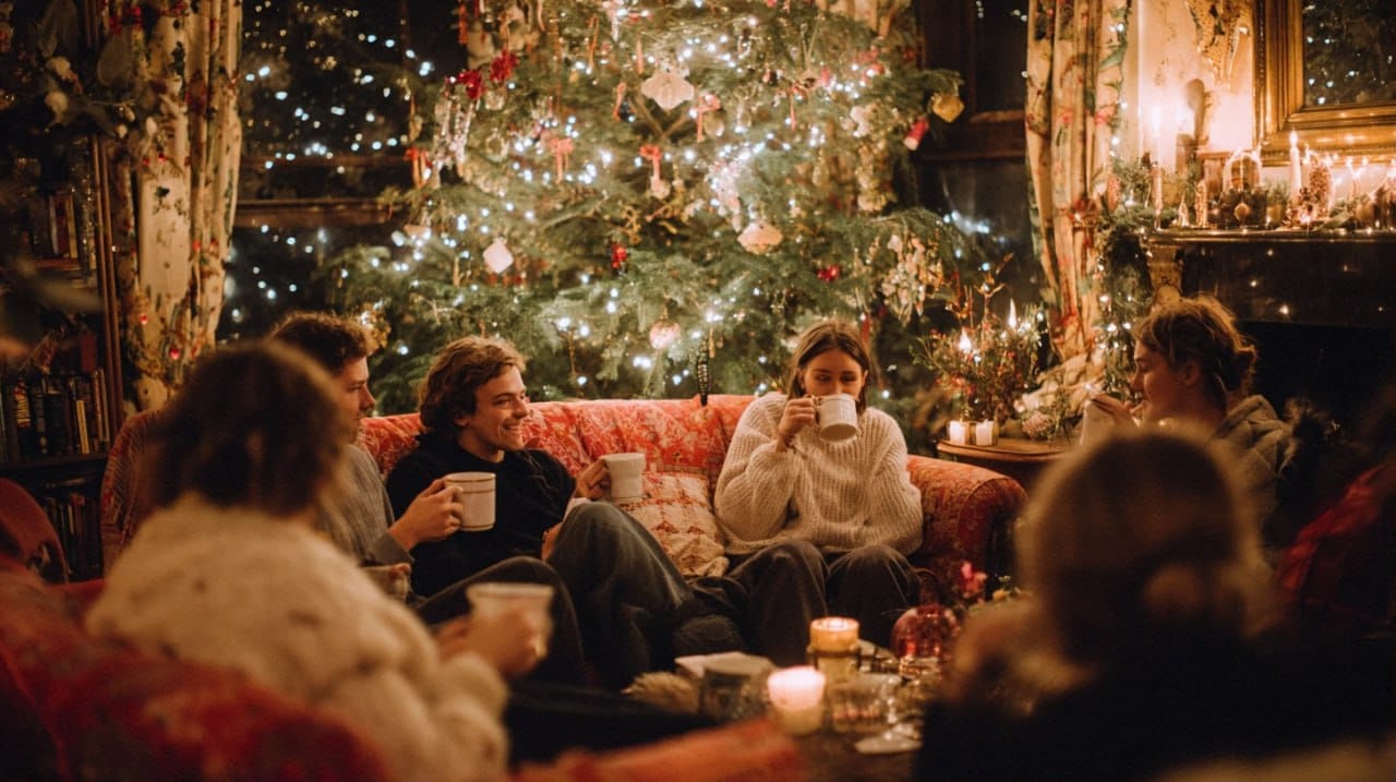 People are celebrating Christmas in a relaxed, cozy way