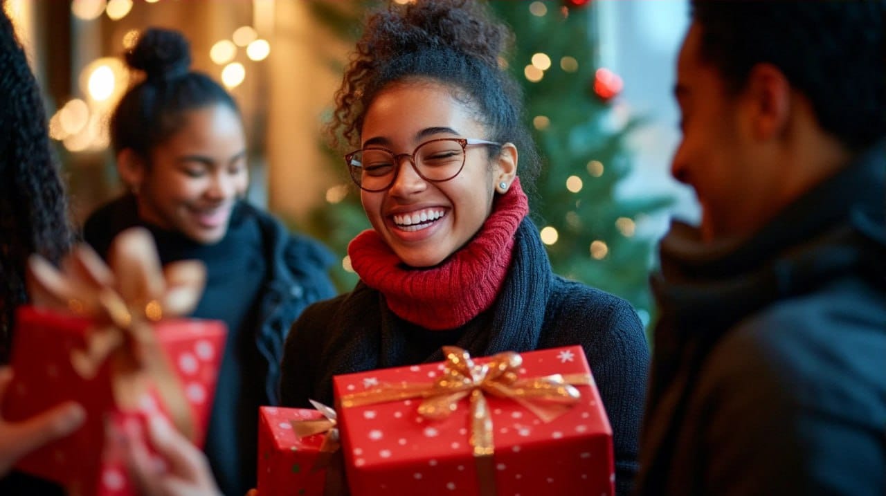 A gift-exchange at a student Secret Santa party