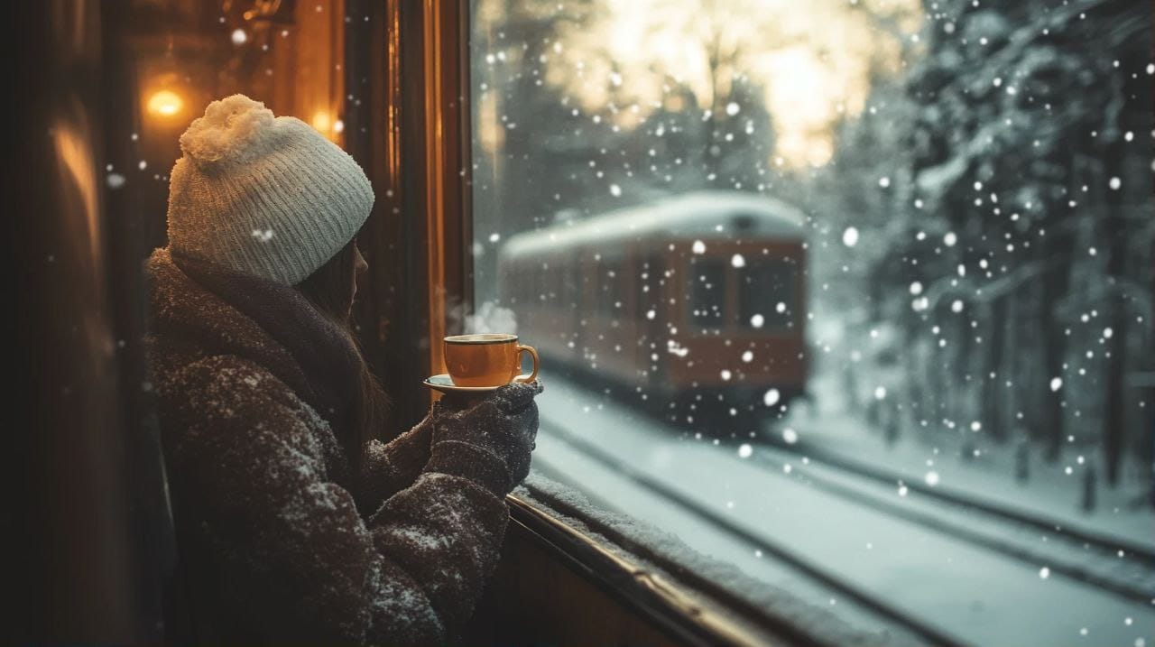 A winter trip by train