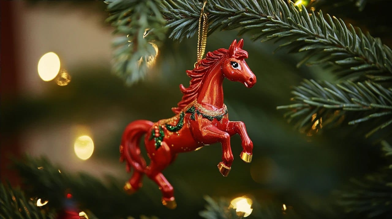 Red horse Christmas tree decor 